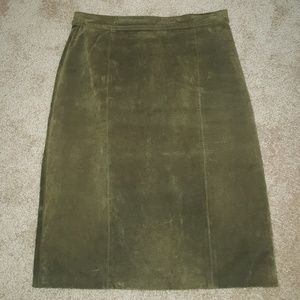 SALE Suede leather olive green skirt